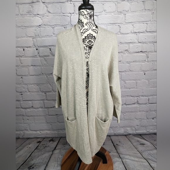Anthropologie Donni relaxed gray open front cardigan size OS pocket NWT b12 - Picture 1 of 9